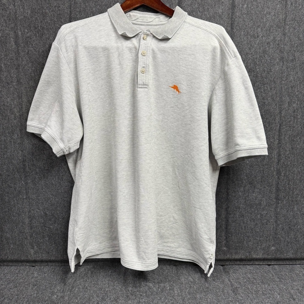 Tommy Bahama Gray Polo Shirt with Orange Logo
